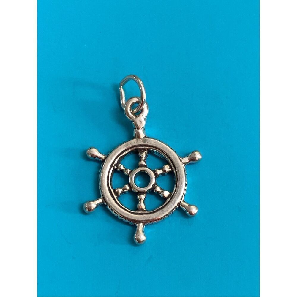 Ship Wheel Vintage Sterling Silver Jewelry Charm #boat #water
